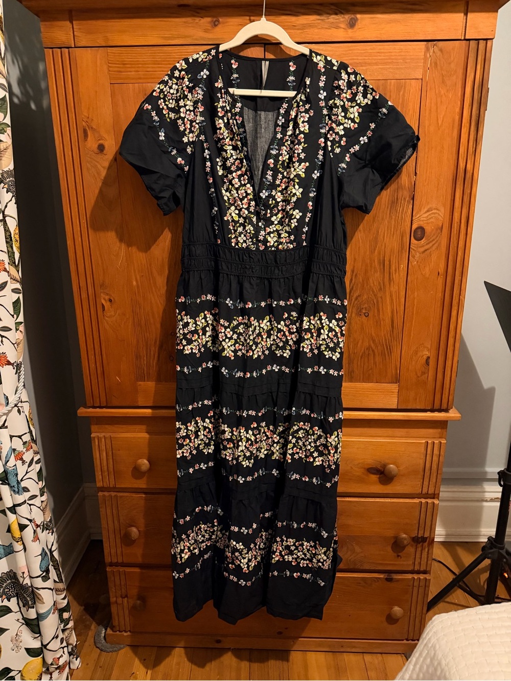 Anthropologie Black Floral Tiered Maxi Dress - Picture 3 of 4